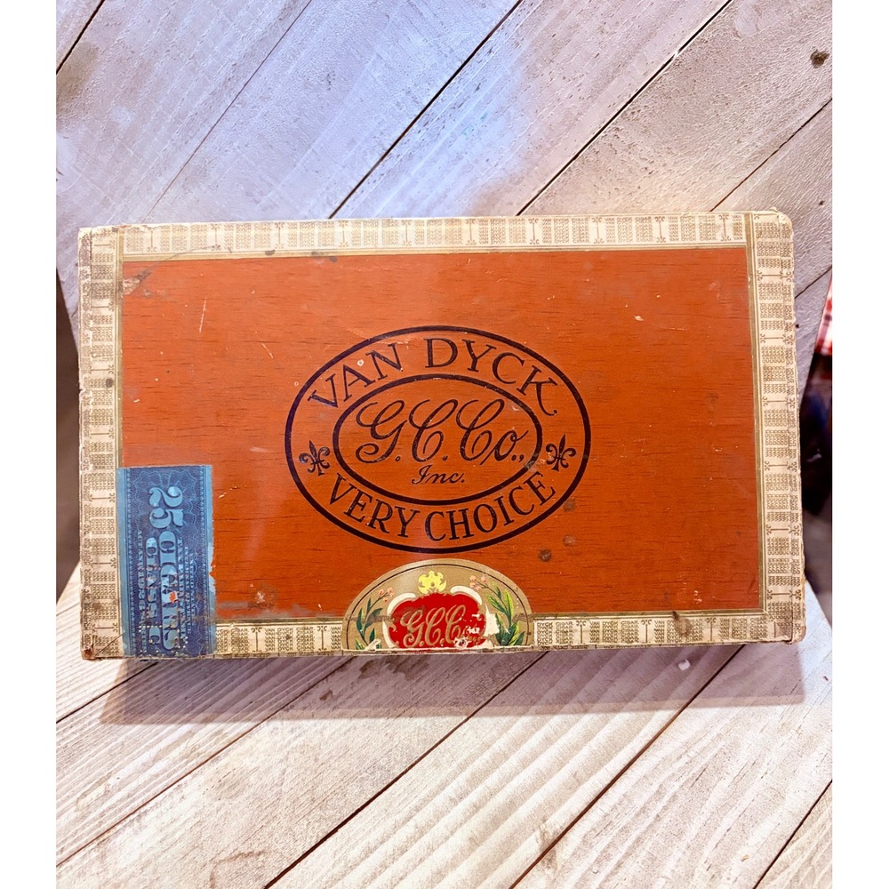 Vintage Van Dyck Wooden Cigar Box General Cigar Co National Very Choice Empty - Picture 2 of 9